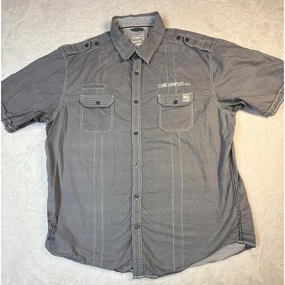 Projek Raw Men's Dress Shirt TG/XL Gray Embroidered Short Sleeve Button Down - Picture 1 of 7